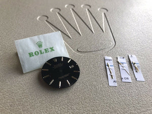 Rolex Datejust black dial and gold hands set. 28mm